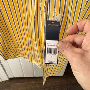Ralph Lauren Men's Shirt with Yellow and Blue Stripes
